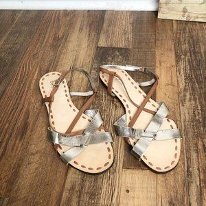 Boden Strap Gold Silver Sandals sz 9.5 US